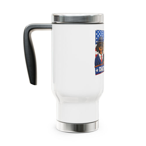 Dachshund Patriotic Stainless Steel Travel Mug with Handle, 14oz
